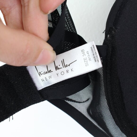 Nicole Miller Jersey & Mesh Lightly Padded Underwire Bra Black‎ Size 34B - Picture 5 of 6